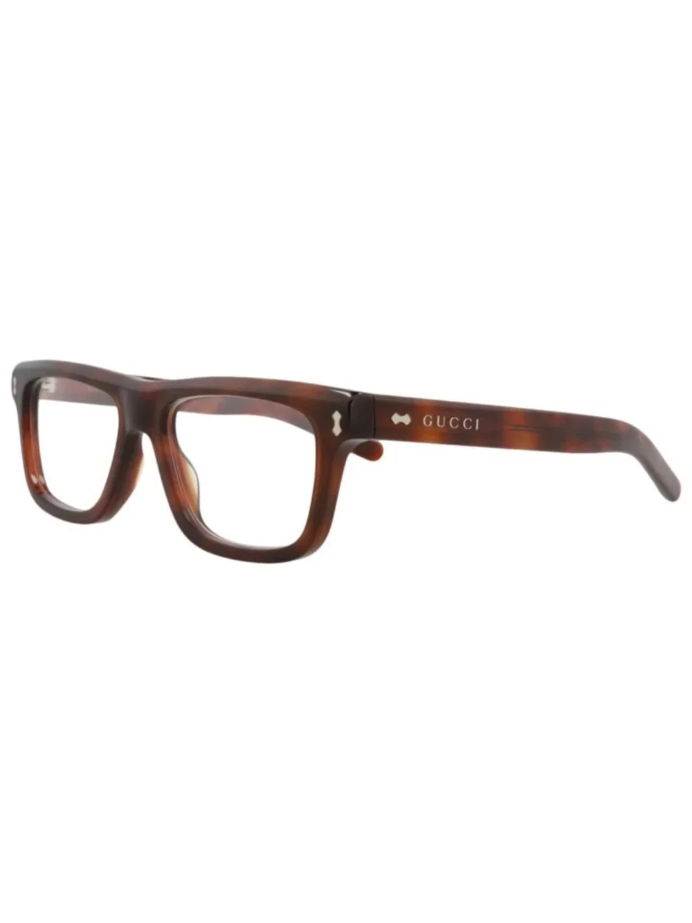 New Gucci Women's Eyeglasses Mens Square Rectangle Havana Havana Transparent